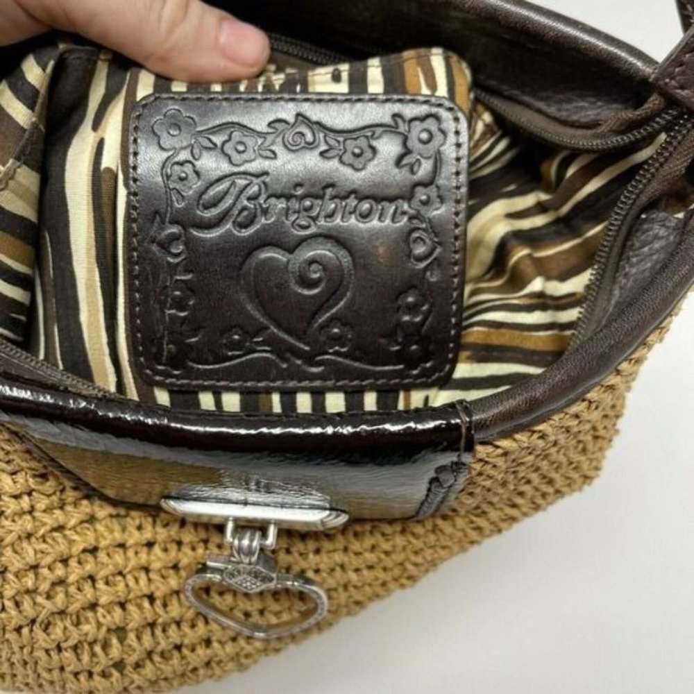 SOLD BRIGHTON Wheat Brown Straw Leather  Bag - Picture 10 of 16